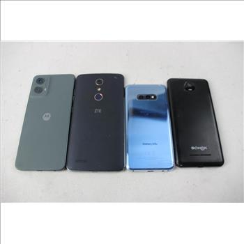Motorola, ZTE, Samsung, Schok Cell Phone Lot, 4 Pieces, Sold For Parts