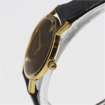 Movado 9k Gold Black Dial Watch