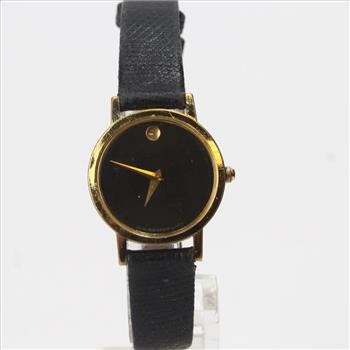 Movado 9k Gold Black Dial Watch