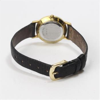 Movado 9k Gold Black Dial Watch