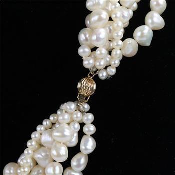 Multi-Strand Pearl Necklace With 14kt Gold Clasp