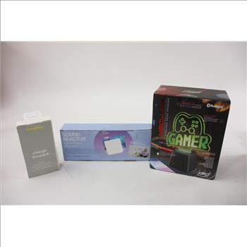 Neo-Link Wireless Neon Speaker, Sound Reactive Mirrored Neon Desk Light And Heyday Powerbank, 3 Pieces