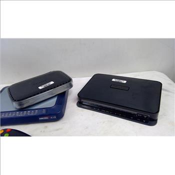NetGear, Linksys Routers, Onn PC Speakers, Xbox 360 Controllers, SonicWall Node, 7 Pieces