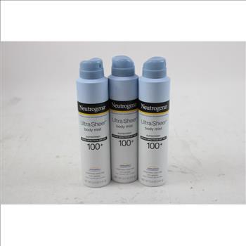 Neutrogena Ultra Sheer Body Mist Sunscreen , 3 Pieces, 100+ SPF, 5 OZ.