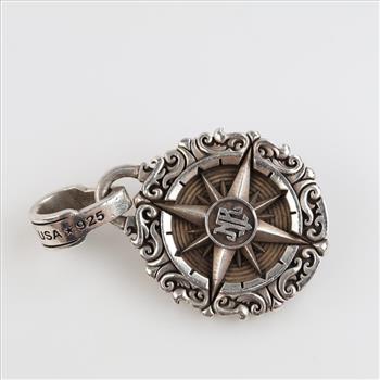 Nightrider Sterling Silver Skull Clear Stone Pendant