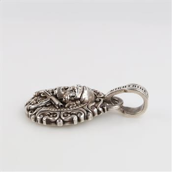 Nightrider Sterling Silver Skull Clear Stone Pendant