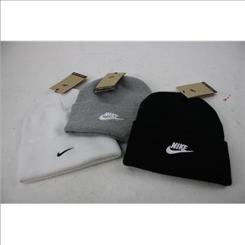 Nike Peak Tall Cuff Futura Beanies Black, Grey & White 3 Pieces