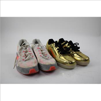 Nike Women's Size 10 Sneakers, Gold USB Light-Up Shoes, Dodgers Snapback, 3 Pieces