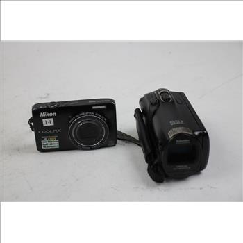 Nikon Coolpix S6300, Hyper DIS Samsung SMX-F50BN/XAA Camcorder, And PureDigital FlipVideo Camera