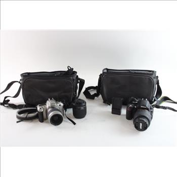 Nikon D3100 & N55 Cameras With Accessories, 4+ Pieces
