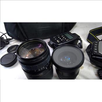 Nikon D80 Digital Camera With Speedlight Flashes, Lenses And More In Quantaray Pro Bag