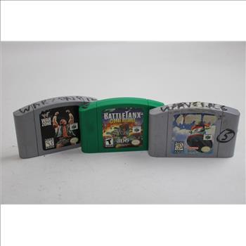 Nintendo 64 Games, WF War Zone, Wave Race 64, And BattleTank, 3 Pieces