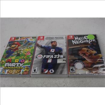 Nintendo Switch, Mario, Fifa23, Hello Neighbor, 3 Pieces