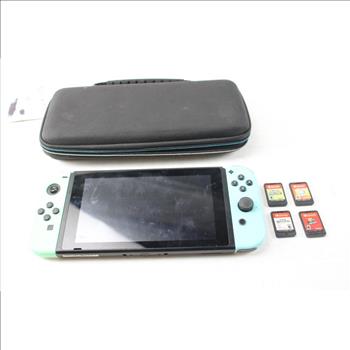 Nintendo Switch With 4 Video Games - Mario Smash Bros