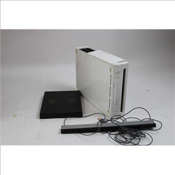 Nintendo Wii Console With Stand, Sensor, Charge Station, And Wii Play Game