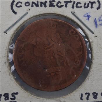 NO DATE US Auctori Connecticut Copper Half Penny Coin