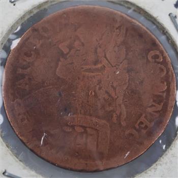 NO DATE US Auctori Connecticut Copper Half Penny Coin