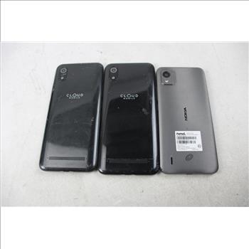 Nokia, Cloud Mobile Cell Phone Lot, 3 Pieces, Sold For Parts