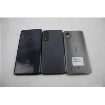 Nokia, TCL, Alcatel Cell Phone Lot, 3 Pieces, Sold For Parts