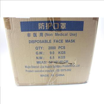 Non Woven Disposable 3 Ply Face Mask Box Lot, 2000 Pieces