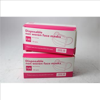 Non Woven Disposable 3 Ply Face Mask Box Lot, 2000 Pieces