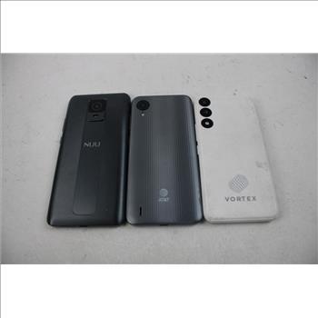 NUU, AT&T, Vortex Cell Phone Lot, 3 Pieces, Sold For Parts