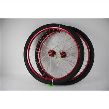 Nylon Red Bicycle Wheels, 2 Pieces