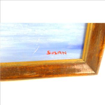 Oil Painting Of Snowy Riverbank