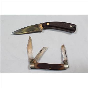 Old Timer Folding And Fixed Blade Knives 2 Pieces