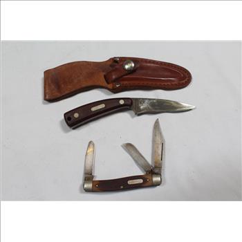 Old Timer Folding And Fixed Blade Knives 2 Pieces
