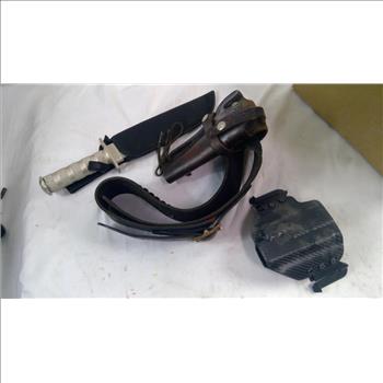 Old Timer Mini Pocket Knife, Stainless Steel Knife, And Gun Holsters, 4+ Pieces