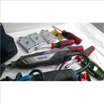Olympia Tools Bag, Dermel 8250, Hercules Right Angle Drill, Sckrewdrivers & More 310+ Pieces