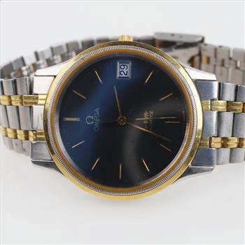 Omega 18kt Gold Accented De Ville Quartz Watch-Evaluated By Our Certified Gemologist-AGS/GIA