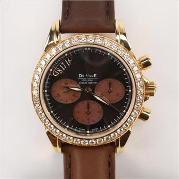 Omega Deville Chronograph 18kt Rose Gold Watch-Evaluated By Our Certified Gemologist-AGS/GIA
