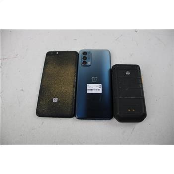 One Plus & CAT Cell Phone Lot, 3 Pieces, Sold For Parts