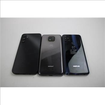 OnePlus, Motorola, Samsung Cell Phone Lot, 3 Pieces, Sold For Parts