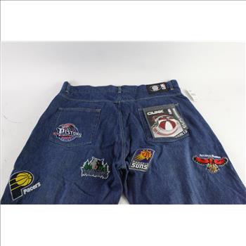 OUNK NBA Logo Jeans, Size 40