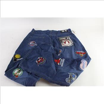 OUNK NBA Logo Jeans, Size 40