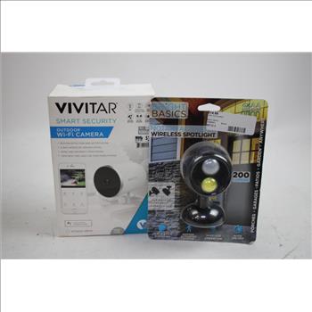 Outdoor Wi-Fi Camera, Wireless Spotlight, Solar Motion Sensor Light, 3 Pieces