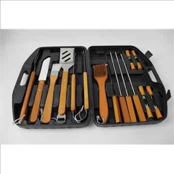 Outdoors Wood-Handle Barbecue Grilling Set