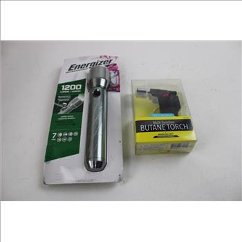 Ozark Trail 18-inch Machete, With Rechargeable Flashlight, And Butane Torch, 3 Pieces