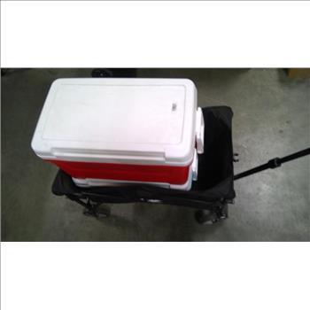 Ozark Trail Bucket Cart, Two 45 Quart Igloo Coolers Red & Turquoise 4 Pieces