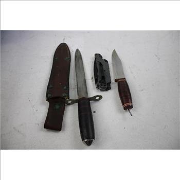 Ozark Trail Sawtooth Machete, Folding Knife, And Other Knives, 5 Pieces