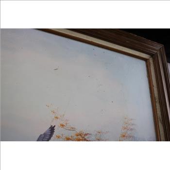 Painting With Water, Trees, & Flying Ducks With Signiture