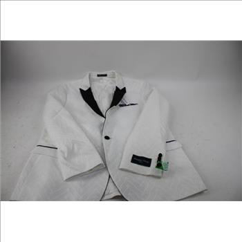 Paisley & Gray Suit Jacket, White/Black Trim, Size 44R