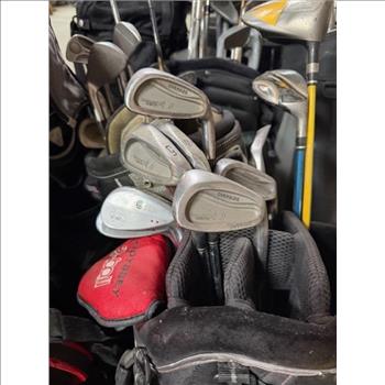 Pallet Of Golf Clubs With Bags