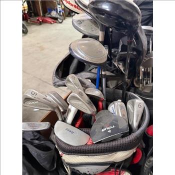 Pallet Of Golf Clubs With Bags