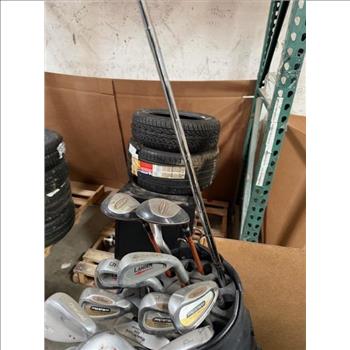 Pallet Of Golf Clubs With Bags