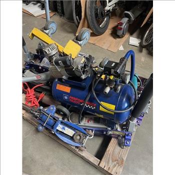 Pallet Of Tools - Ridgid Portable Pipe Threader, Makita Saw, And More