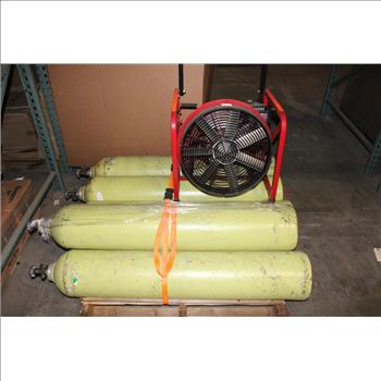 Pallet With Air Tanks & Fan, 6 Pieces